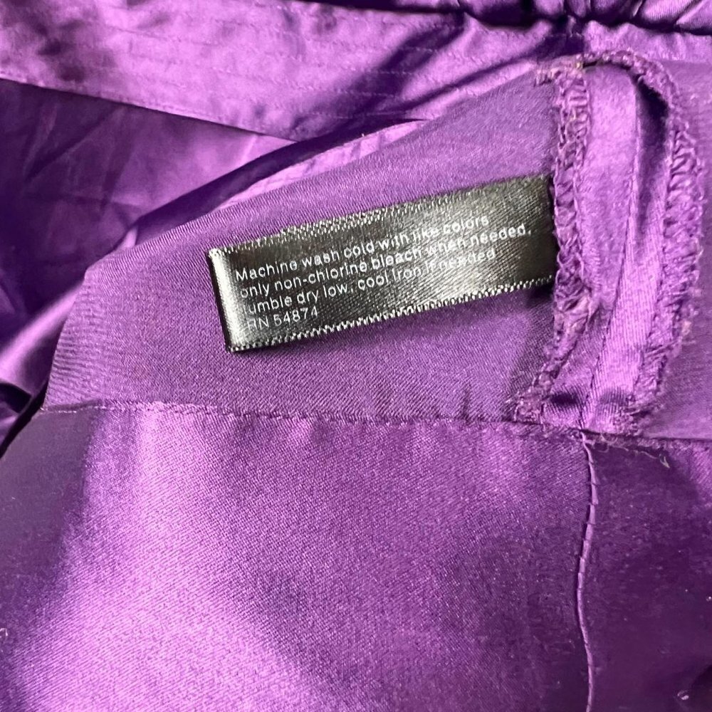 The Limited Plum Satin Ruffle Tank Top – Peplum Style with Waist Tie, Size Large - Picture 6 of 8